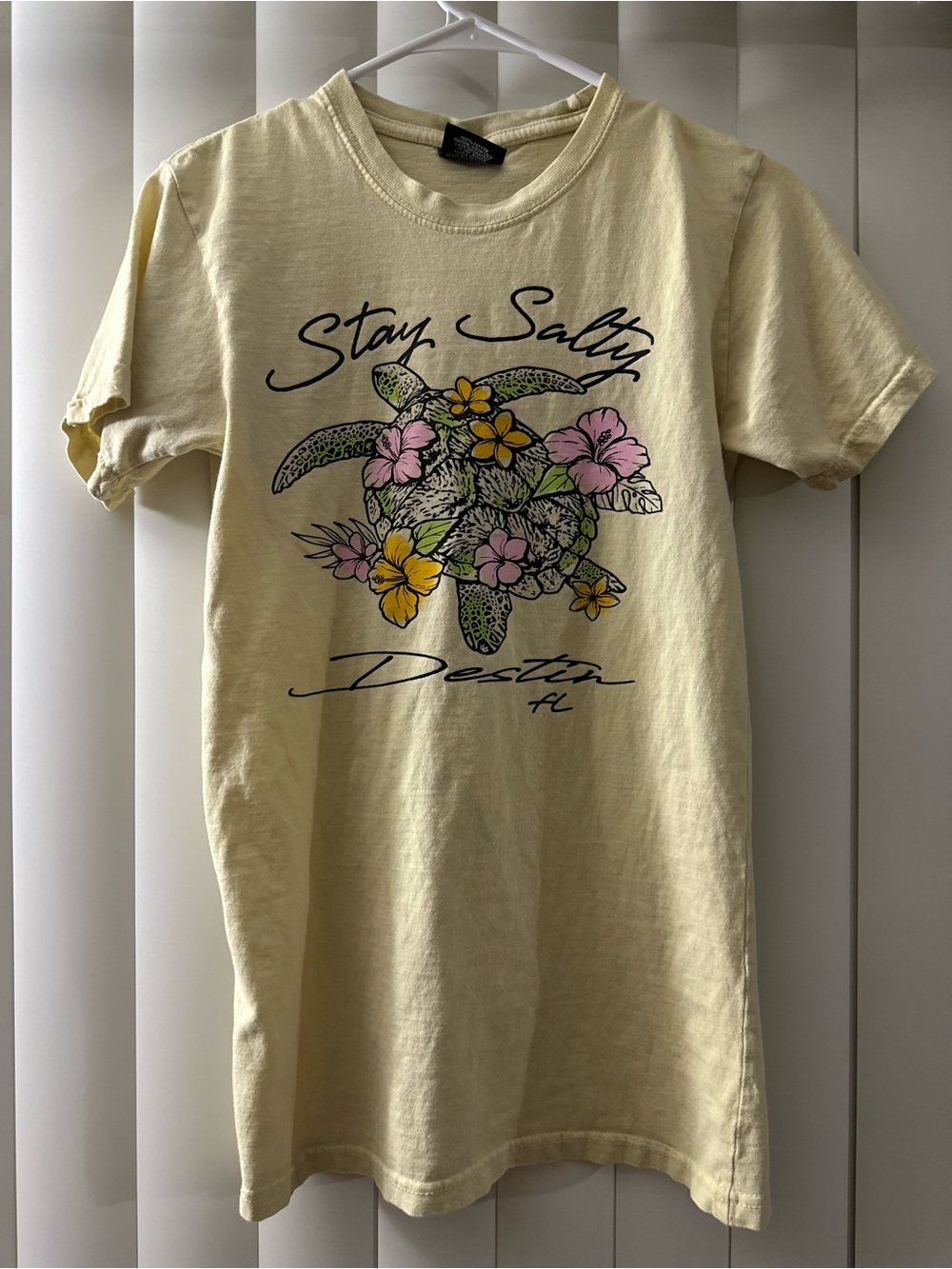 Stay Salty Destin Floral Turtle Short Sleeve Tee - Yellow